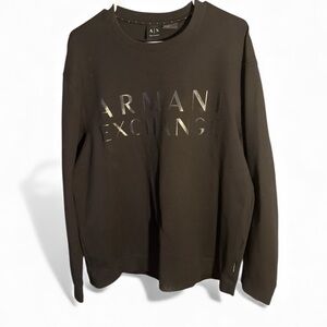 Armani Exchange Men's Black Tone-on-Tone Logo Crewneck Sweatshirt